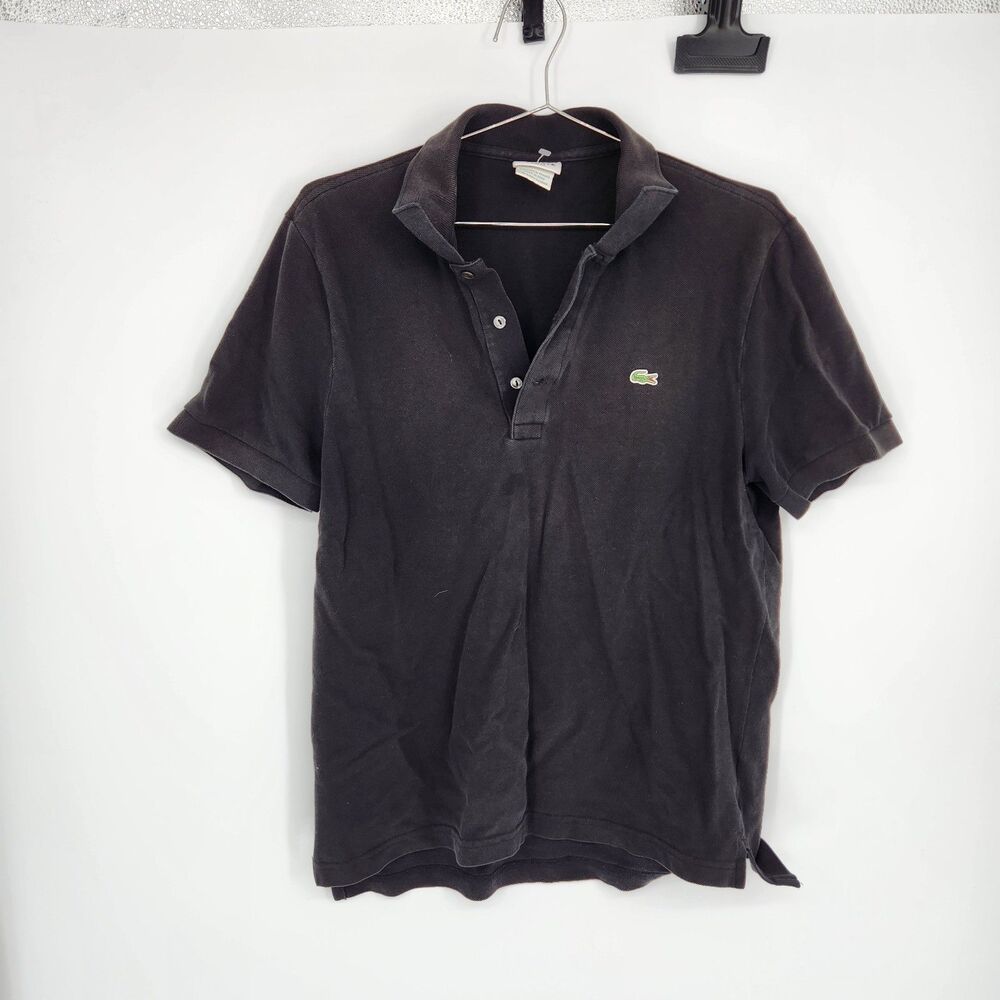 LACOSTE Men's Size 5 Black‎ Short Sleeve Polo Shirt 100% Cotton